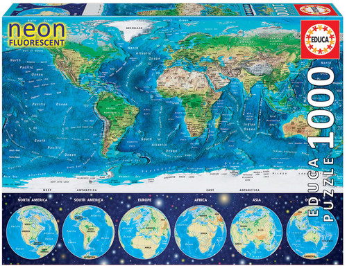 Educa Children's 1000 Neon World Map Puzzle