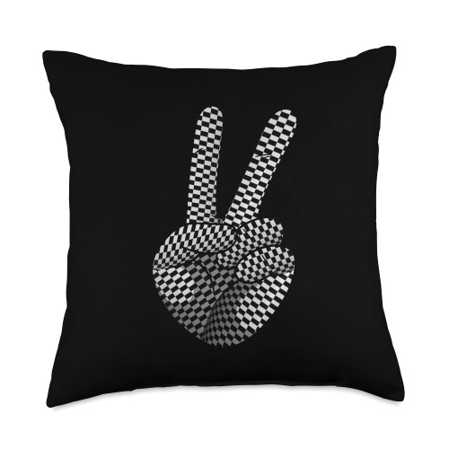 Checkered Gift Black & White Accessories & Stuff Cool Men Women Checker Pattern Checkerboard Throw Pillow, 18x18, Multicolor