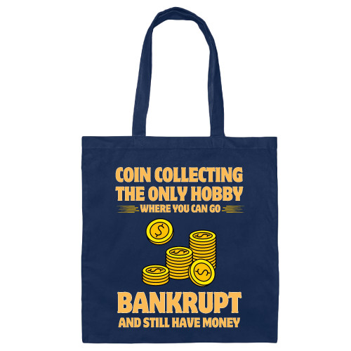 Coin Collecting Tote Bag Gift for Vintage Coin Collectors Funny Coffee Travel Beer Navy Black Multicolor Canvas Tote Bag
