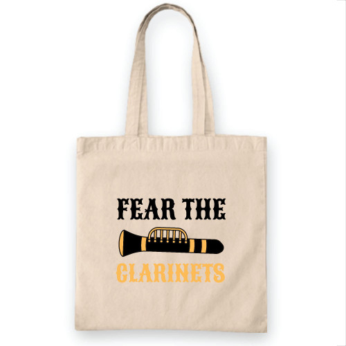 Fear the Clarinets Humor Marching Band Flute Orchestra Instrument for Music and Flute Lovers Natural White Multicolor Canvas Tote Bag