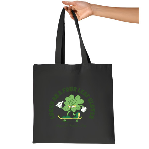 Four Leaf Clover Skater Quote Gift Ideas Unique Present Ideas for Skateboard Fans Navy Black Multicolor Canvas Tote Bag
