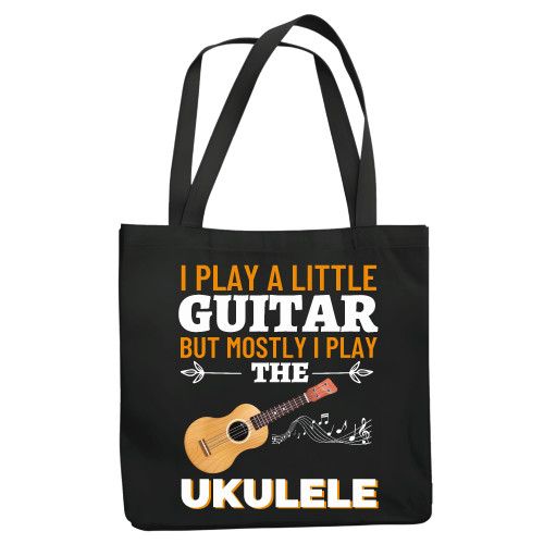 Funny Guitar Gift Idea for Music Lovers Navy Black Multicolor Canvas Tote Bag