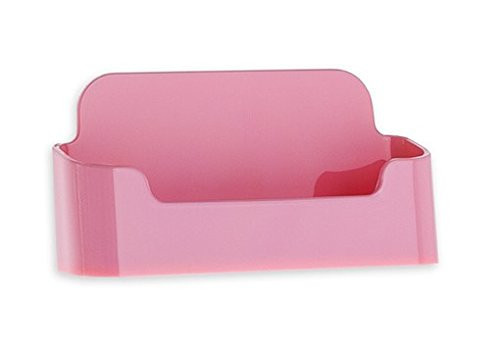 Source One Premium Clear Acrylic Business Card Holders Stands (1 Pack, Pink)