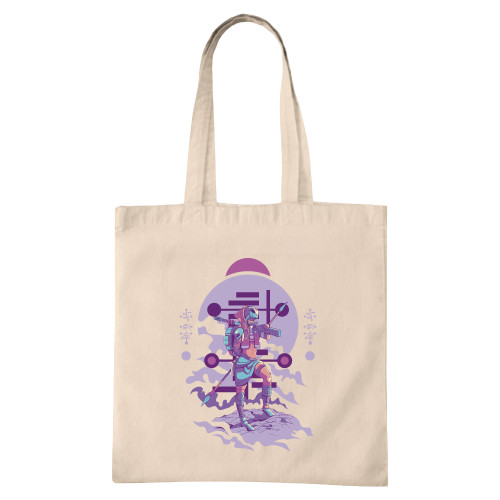 Gift Alien Illustration Style for Sci Fi Fans Natural White Multicolor Canvas Tote Bag
