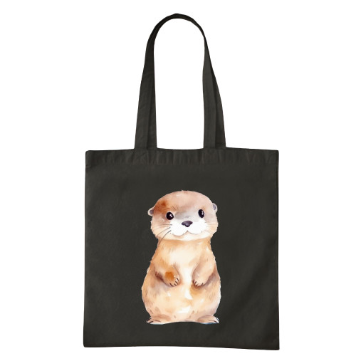 Gift Perfect for Beaver Lovers Tote Bag For Animal Lover Navy Black Multicolor Canvas Tote Bag