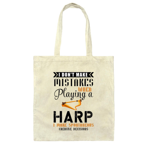 Humorous Sarcasm Gifts for Harp Instrument Players Music Lovers Natural White Multicolor Canvas Tote Bag
