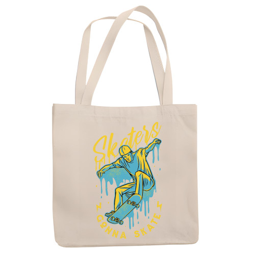 Skateboard Quote Gift for Skaters Duotone Design Present for Skateboarding Fans Natural White Multicolor Canvas Tote Bag