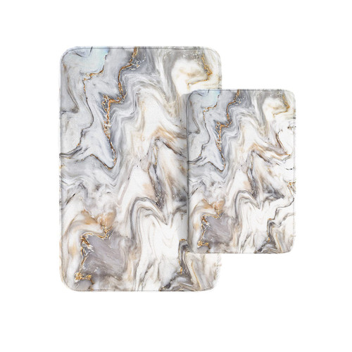 Britimes Marble Bathroom Rug Set of 2, Washable Cover Floor Rug Carpets Floor Bath Mat Bathroom Decorations 16x24 and 20x32 Inches