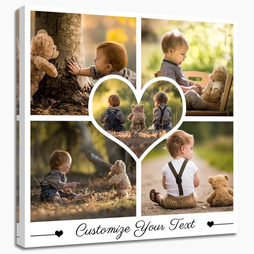 QIXIANG Multi Picture Collage Custom Canvas Wall Art Customize Your Photo Personalized Photo to Canvas Print for Home Customized Gifts Framed (L-11,12.00" x 12.00"(30x30cm))