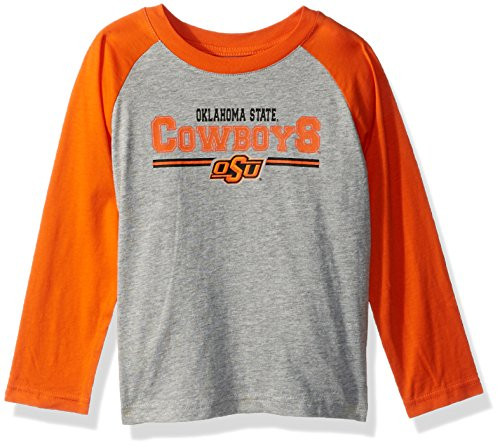 NCAA by Outerstuff NCAA Oklahoma State Cowboys Toddler "Field Line" Long Sleeve Raglan Tee, Heather Grey, 4T