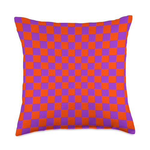 Cool Checkered Designs by LOU Purple and Red Checker Colorful Checkerboard Throw Pillow, 18x18, Multicolor