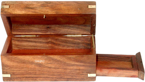 TOSQP27 Wooden Secret Brainteaser Puzzle Box Case Holder with Hidden Compartments Unique Gift Enigma Box for Money Secret Gifts