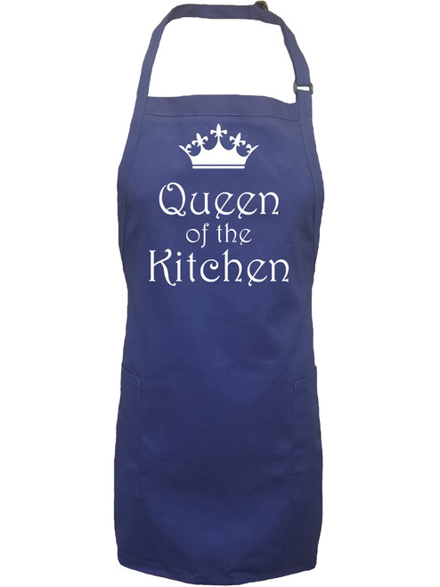 zerogravitee Queen of the Kitchen Apron with 2 patch pockets in Royal - One Size