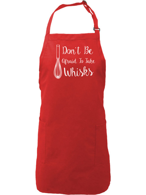 zerogravitee Don't Be Afraid To Take Whisks Apron with 2 patch pockets in Red - One Size