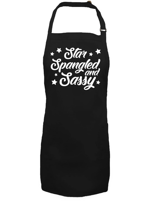 zerogravitee Star Spangled And Sassy Apron with 2 patch pockets in Black - One Size