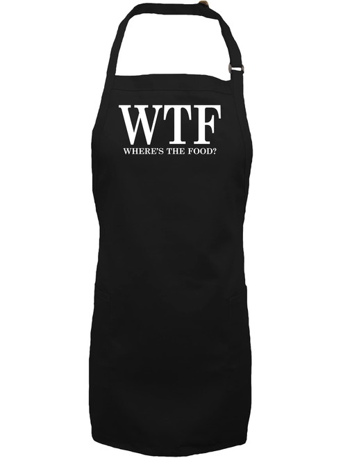 zerogravitee WTF? Where's The Food? Apron with 2 patch pockets in Black - One Size