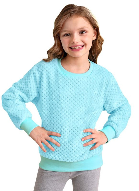 BesserBay Winter Cute Basic Crew Neck Knit Pullover Long Sleeve Sweater Sweatshirt for Girl Size 9-10 Years Light Blue