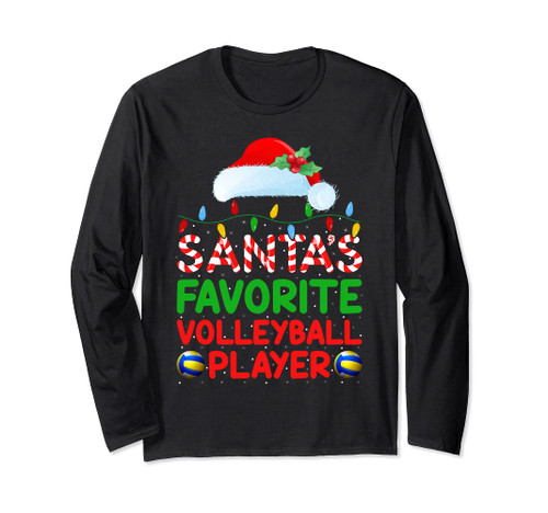 Xmas Lighting Santa's Favorite Volleyball Player Christmas Long Sleeve T-Shirt Xmas Lighting Santa's Favorite Volleyball Player Christmas Long Sleeve T-Shirt