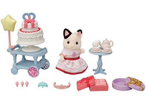 Calico Critters Tuxedo Cat Girl's Party Time Playset, Dollhouse Playset with Figure and Accessories Calico Critters Tuxedo Cat Girl's Party Time Playset, Dollhouse Playset with Figure and Accessories