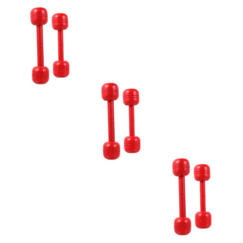 BESPORTBLE 6 Pcs Children's Wooden Dumbbell Wood Barbell Kids Barbell Toy Children Dumbbells Kids Hand Weights Dumbbell Kids Hand Bar Small Dumbbells Wood Toys Handle Red Baby Large