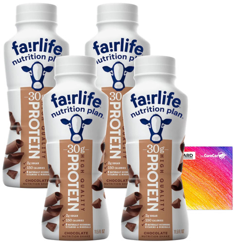 Fairlife-Protein Drink - Four (4) Bottles of Delicous Milk and Shake Nutrition Plan, 11.5Fl Oz and CureCor Collective Sticker! (High Protein Chocolate)