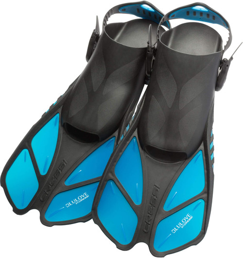 Cressi Short Adjustable Fins | Bonete Translucent Aquamarine, L/XL | US Man 9/13 | US Lady 10/14 | EU 42/47
