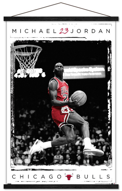 Trends International Michael Jordan - Dunk Wall Poster, 22.375" x 34", Print and Black Hanger Bundle