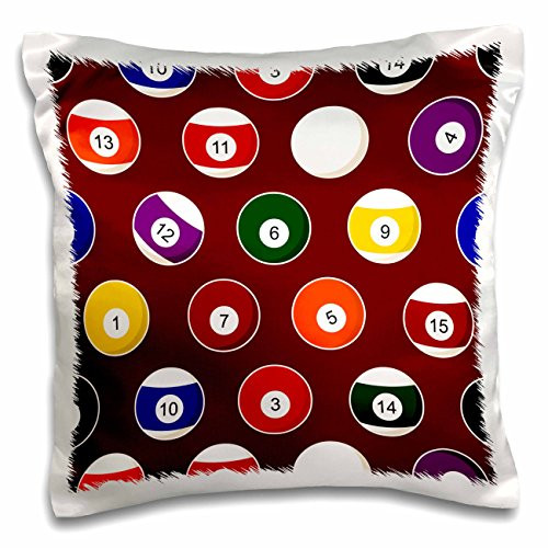 3D Rose Pool Billiards Eight Ball Pillow Case 16" x 16"