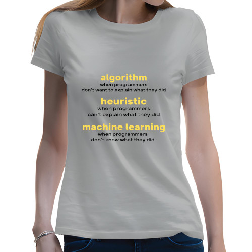 AI Machine Learning Gift for Coders Programmers Algorithm Heuristic Fans Men Women White Gray Multicolor T shirt