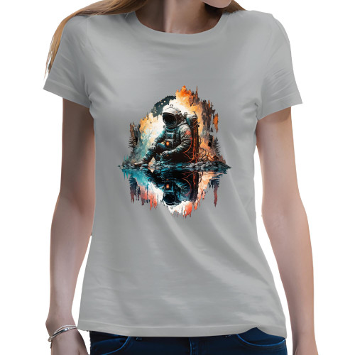 Astronaut Imagination Graphic Fiction Design Gift for Sci Fi Fans Men Women White Gray Multicolor T shirt