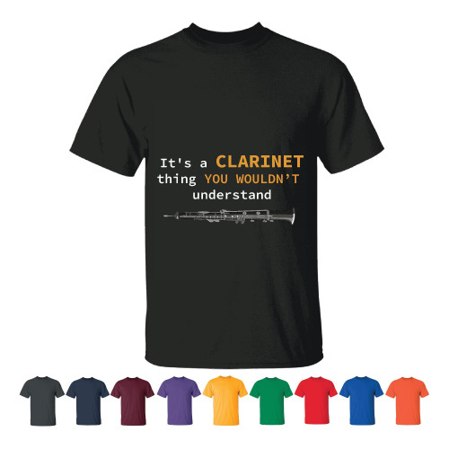 Funny Clarinet for Musician and Instrument Player Men Women Black T shirt