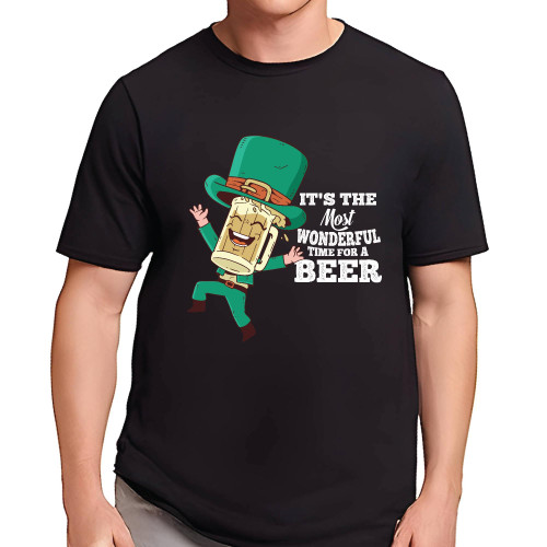 St Patricks Day Beer Gift for Clover Fans Men Women Black Multicolor T shirt