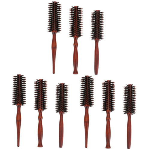 FOMIYES 9 Pcs curling comb curling round hairbrush styling round hair brush straightening curling round hair brush wooden hair brush bristle hairbrush round brush lotus tree tease