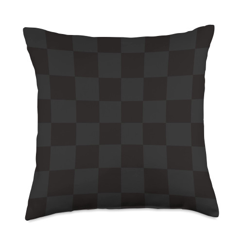 Checkerboard Aesthetic Patterns Boho - More Here Black Gray Checkerboard Pattern Checkered Racing Flag Men Throw Pillow, 18x18, Multicolor