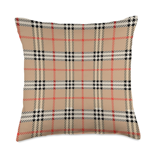 Plaid Check Patterns Fashion Checkerboard Style Checkered Plaid Flannel Brown Checkerboard Gingham Pattern Throw Pillow, 18x18, Multicolor