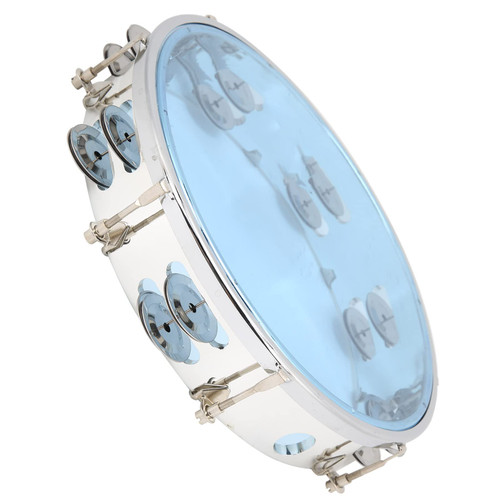 Tambourine, Adjustable Double Row 10in Percussion Jingles Instrument for Party(Blue) Tambourine, Adjustable Double Row 10in Percussion Jingles Instrument for Party(Blue)