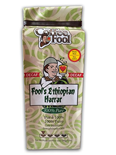 The Coffee Fool Fool's Decaf Ethiopian Harrar Whole Bean Coffee, 12 Ounce The Coffee Fool Fool's Decaf Ethiopian Harrar Whole Bean Coffee, 12 Ounce