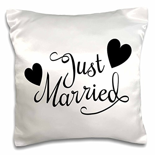 3D Rose Just Married White and Black Pillow Case 16" x 16" Multi
