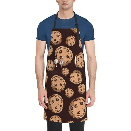 MULIHU Seamless Picture Of Chocolate Chip Cookies Apron For Men Women Adjustable Waterproof With Pockets Bib Kitchen Cooking Aprons Chef Aprons