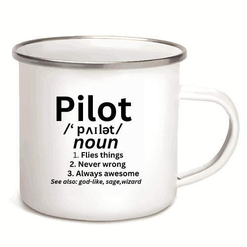 Funny Pilot Definition Gift Idea Cool Planes Helicopter Fly Flight Job Occupation 12oz Enamel Silver Mug