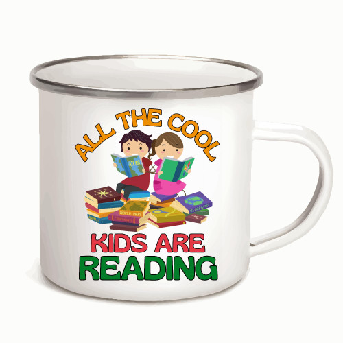 Homeschool Mama Gifts Cool Kids Reading for Mom and Life 12oz Enamel Silver Mug