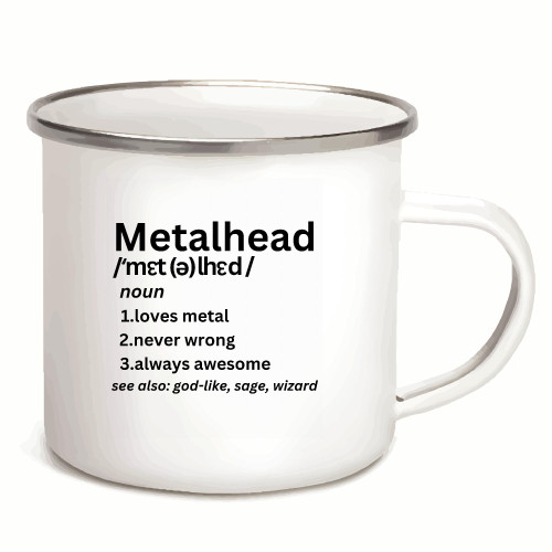 Metalhead Funny Definition Gift Idea Cool Rocker For Music Lover 12oz Enamel Silver Mug