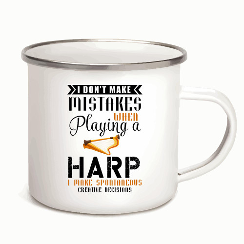 Harp Players Music Lovers Humor Sarcasm Gift Idea 12oz Enamel Silver Mug Harp Players Music Lovers Humor Sarcasm Gift Idea 12oz Enamel Silver Mug