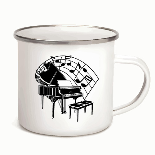 Gift for Piano Player Musician Pianist 12oz Enamel Silver Mug Gift for Piano Player Musician Pianist 12oz Enamel Silver Mug