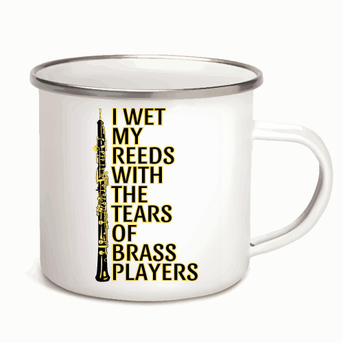 Funny Clarinet Mug Gift Idea Clarinetist Present Music Lovers 12oz Enamel Silver Mug