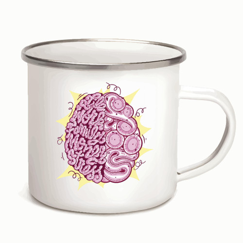 Skatepark Brain Graphic Design Gifts for Skaters Fun and Unique Gift Ideas 12oz Enamel Silver Mug