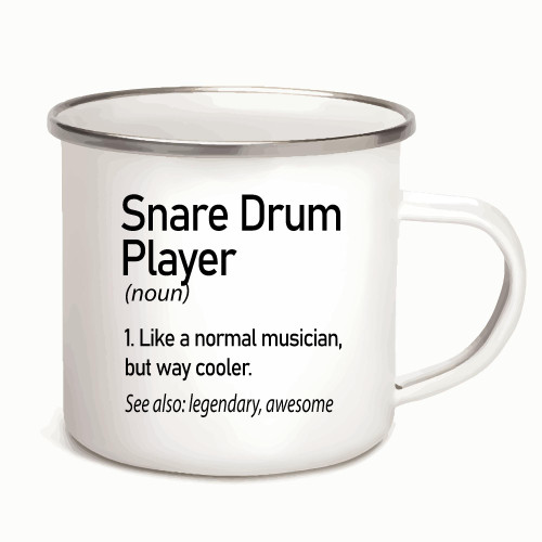 Snare Drum Gift Idea Musicians Marching Band Musicians 12oz Enamel Silver Mug