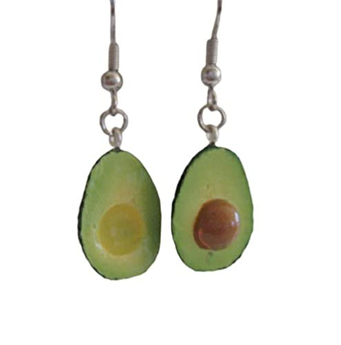 Artwonders Handmade Avocado Dangle Earrings, Polymer Clay Food Earrings, Food Jewelry for Vegetarians, Avocado Earrings for Women