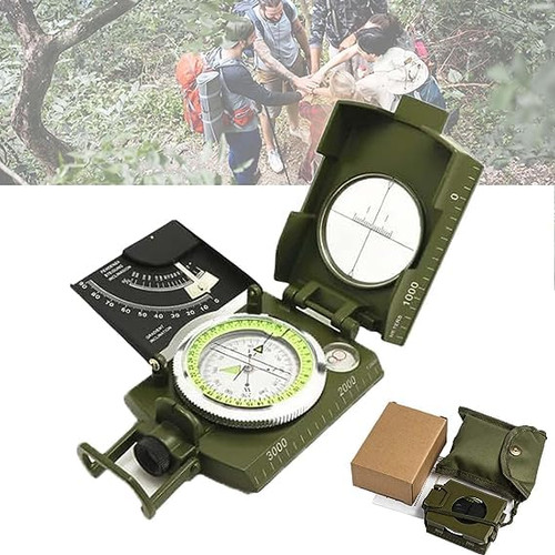 Multifunctional Aiming Navigation Luminous Compass, Sighting Navigation Compass with Inclinometer, Impact Resistant & Waterproof Compass Navigate The Great Outdoors with Luminous Dial (Green)
