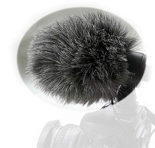 Furry Microphone Windscreen Wind Muff Compatible for Nikon ME-1 RODE VideoMicro VideoMic Me Sony ECM-ALST1 ECM-MSD1 ECM-SST1 Panasonic VW-VMS10 Stereo MIC
